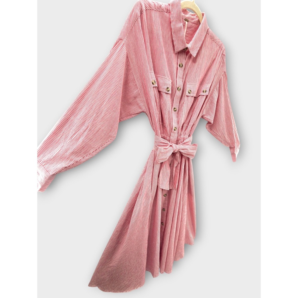 Free People Long Sleeve Tunic Shirt Dress Red Size S Old Money Picnic Americana - Picture 7 of 16
